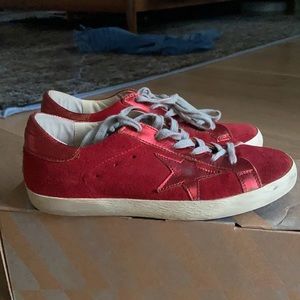 Golden Goose Superstar Red Suede/metallic Size 7